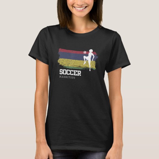 サッカーモーリシャス国旗サッカー女子サッカーガールズ Tシャツ (正面)