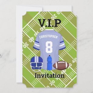 サッカーユニフォームとピッチの誕生日パーティー 招待状
