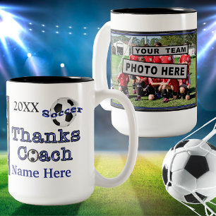 サッカーユニークコーチのギフトパーソナライズされた写真 コーヒーマグカップ