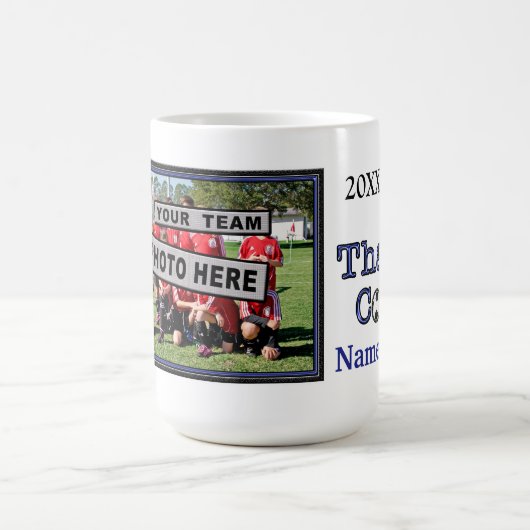 サッカーユニークコーチのギフトパーソナライズされた写真 コーヒーマグカップ (中央)