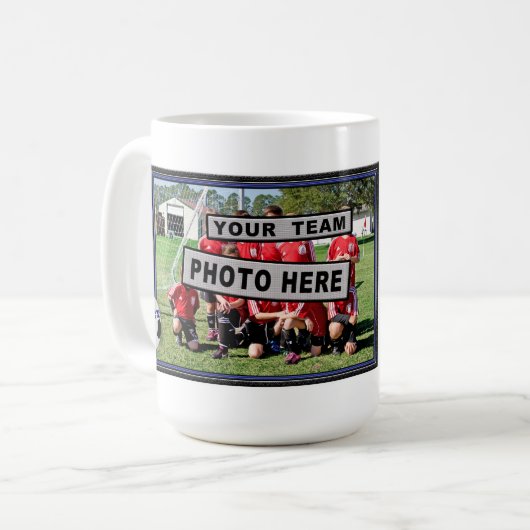 サッカーユニークコーチのギフトパーソナライズされた写真 コーヒーマグカップ (正面左)