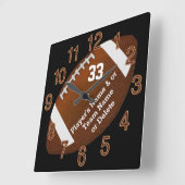 サッカーユニークシニア夜の贈り物、文字、色 スクエア壁時計 (傾斜)