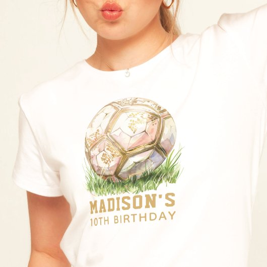 サッカーラグジュアリー誕生日バラ&金ゴールド Tシャツ