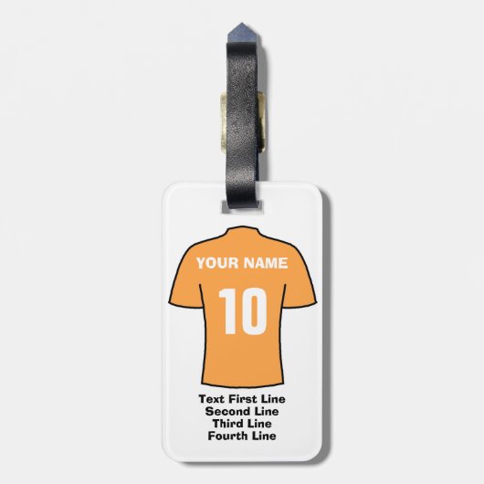 サッカーラゲッジタグ – 古い金ゴールドシャツ付き ラゲッジタグ (裏面縦)