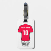 サッカーラゲッジタグ – 赤シャツ付き ラゲッジタグ (裏面縦)