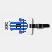 サッカーラゲッジタグ – 青と白のシャツ付き ラゲッジタグ (正面横)