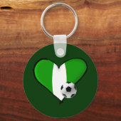 サッカーラブナイジェリアスタイル- Naija国旗のハート キーホルダー (正面)