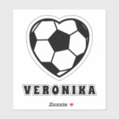サッカーラブ ハート型ボール & 女の子の名前 スポーティ シール (シート)