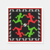 サッカーランニング選手のボール・パターンへの誘導 スタンダードカクテルナプキン (正面)