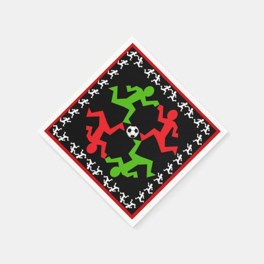 サッカーランニング選手のボール・パターンへの誘導 スタンダードカクテルナプキン (角)