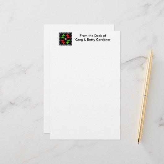 サッカーランニング選手のボール・パターンへの誘導 便箋 (正面/裏面インサイチュ)