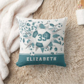 サッカールームdecor女の子スポーツスターティール（緑がかった色）ホワイト クッション (ブランケット)