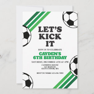 サッカーレッツキック緑の誕生日 招待状