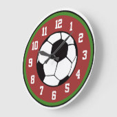 サッカーレッドとグリーン ラージ壁時計 (傾斜)
