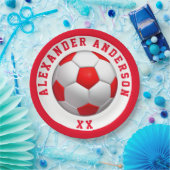 サッカーレッドネームとジャージーパーソナライズ   ペーパープレート (パーティー)