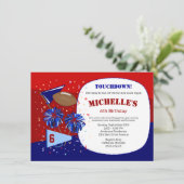 サッカーレッド、ホワイト、ブルー誕生日 招待状 (スタンド正面)