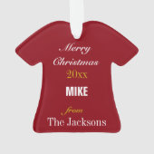 サッカーレッド、金ゴールド&ホワイトジャージーオーナメント オーナメント (裏面)