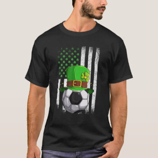 サッカーレトロUSAフラッグShamrock Leprechaun St Patri Tシャツ