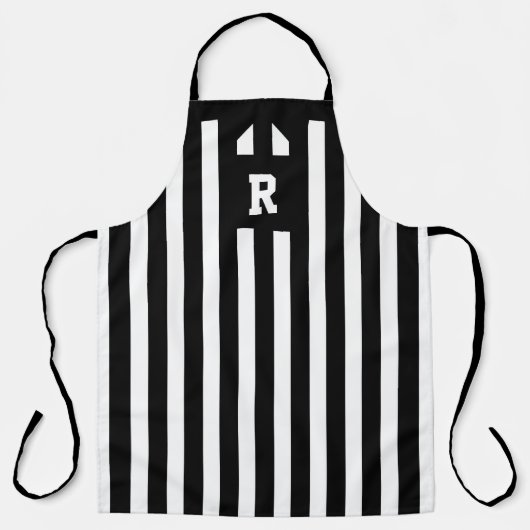 サッカーレフェリー白黒エプロンストライプの付 エプロン (正面)