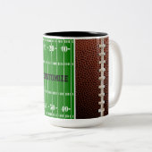 サッカーレースのテクスチャ背景 ツートーンマグカップ (正面右)