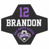 サッカーロゴ – 紫、黒、白 サッカーボール (フラット)