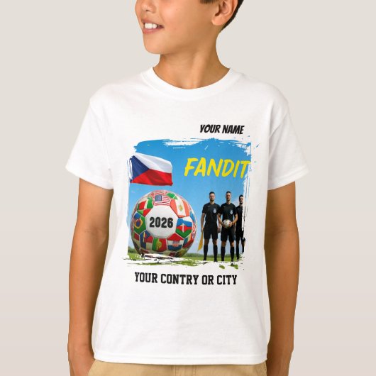 サッカーワールドカップ2026 チェコ共和国 カスタムネーム& Tシャツ (正面)