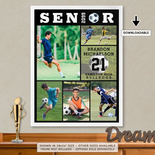 サッカー上級卒業式6フォトコラージュ ポスター