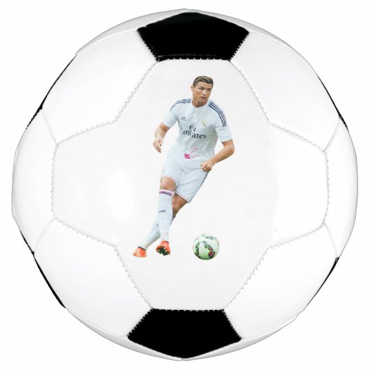 サッカー伝説の選手の肖像 白いアスリートアート サッカーボール (正面)