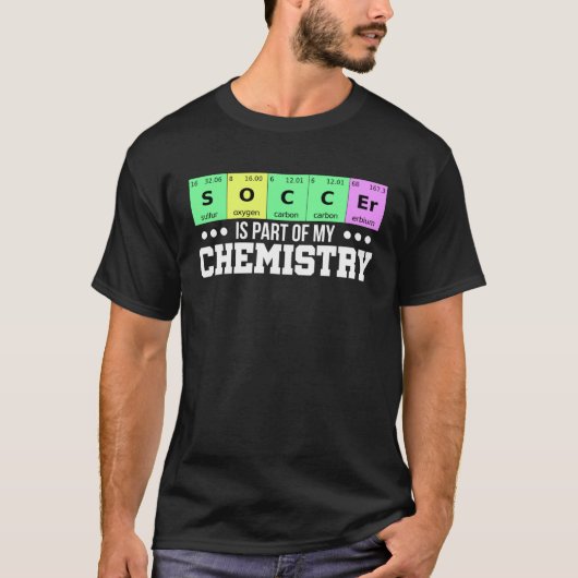 サッカー元素周期表 サッカーは僕の化学だ Tシャツ (正面)