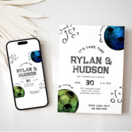 サッカー共同誕生日招待状 招待状