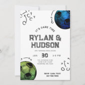 サッカー共同誕生日招待状 招待状 (正面)