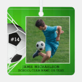 サッカー写真パーソナライズされた記念 メタルオーナメント (裏面)