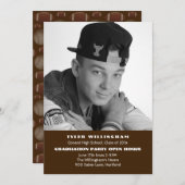 サッカー写真卒業パーティーのお知らせ 招待状 (正面/裏面)