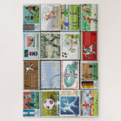 サッカー切手コラージジグソーパズル ジグソーパズル (縦)