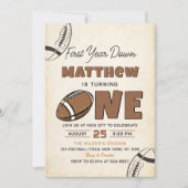 サッカー初年ダウン1歳の誕生日招待状 招待状 (正面)