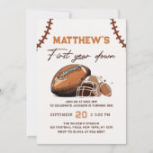 サッカー初年ダウン1歳の誕生日招待状 招待状 (正面)