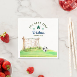 サッカー初心者「ゲームタイム」1歳の誕生日 スタンダードカクテルナプキン