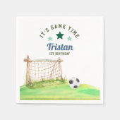 サッカー初心者「ゲームタイム」1歳の誕生日 スタンダードカクテルナプキン (正面)