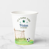 サッカー初心者「ゲームタイム」1歳の誕生日 紙コップ (正面)