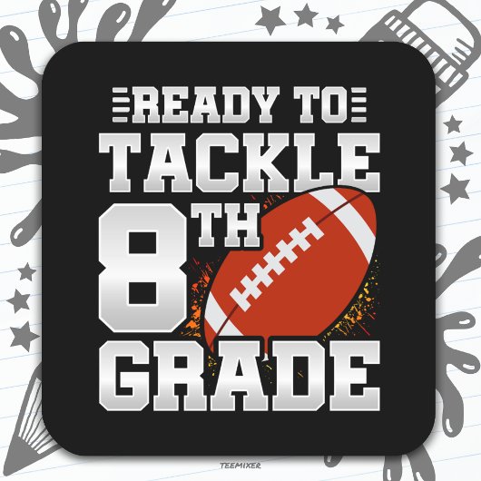 サッカー初日8年生新学期 スクエアシール