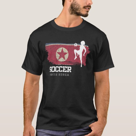 サッカー北朝鮮国旗サッカー女子サッカーギアー Tシャツ (正面)