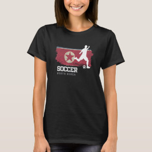 サッカー北朝鮮旗フットボールチームサッカー選手 Tシャツ
