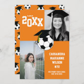 サッカー卒業スポーツオレンジ発表 招待状 (正面/裏面)