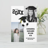 サッカー卒業スポーツ白黒発表 招待状 (スタンド正面)