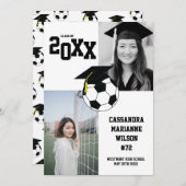 サッカー卒業スポーツ白黒発表 招待状 (正面/裏面)