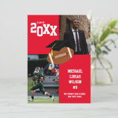 サッカー卒業式スポーツ赤アナウンス 招待状 (スタンド正面)