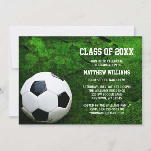 サッカー卒業記念パーティー発表招待状 招待状 (正面)