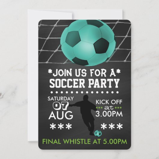 サッカー又はサッカーのパーティーシャルボード 招待状 (正面)