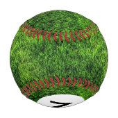サッカー場からのモノグラム緑の草のテクスチャ 野球ボール (裏面)