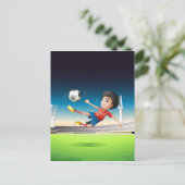 サッカー場で赤い制服を着た少年 ポストカード (スタンド正面)